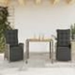 vidaXL Ensemble à manger de jardin 3 pcs coussins gris résine tressée
