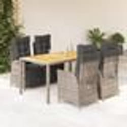 vidaXL Ensemble à manger de jardin 5 pcs coussins gris résine tressée