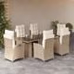 vidaXL Ensemble à manger de jardin et coussins 7 pcs beige poly rotin