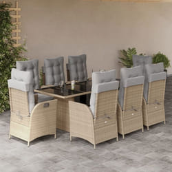 vidaXL Ensemble à manger de jardin et coussins 9 pcs mélange beige