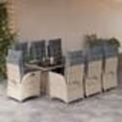 vidaXL Ensemble à manger de jardin et coussins 9 pcs gris clair rotin