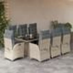 vidaXL Ensemble à manger de jardin et coussins 9 pcs gris clair rotin