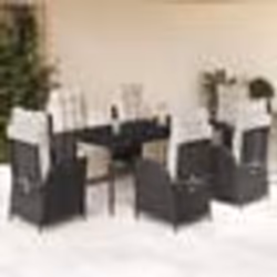 vidaXL Ensemble à manger de jardin coussins 7pcs Noir Résine tressée