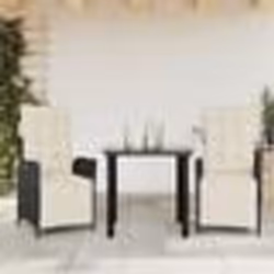 vidaXL Ensemble à manger de jardin avec coussins 3 pcs Noir