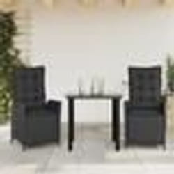 vidaXL Ensemble à manger de jardin avec coussins 3 pcs Noir