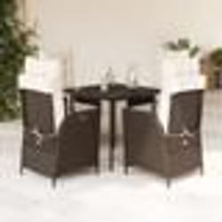 vidaXL Ensemble à manger de jardin 5 pcs et coussins marron poly rotin