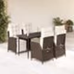 vidaXL Ensemble à manger de jardin 5 pcs et coussins marron poly rotin