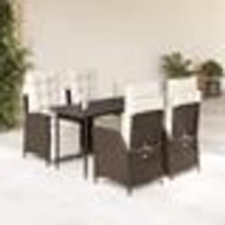 vidaXL Ensemble à manger de jardin 5 pcs et coussins marron poly rotin