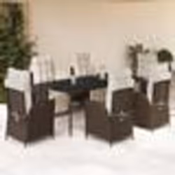 vidaXL Ensemble à manger de jardin et coussins 7 pcs marron rotin