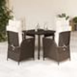 vidaXL Ensemble à manger de jardin 5 pcs et coussins marron poly rotin