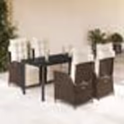vidaXL Ensemble à manger de jardin 5 pcs et coussins marron poly rotin