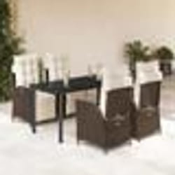 vidaXL Ensemble à manger de jardin 5 pcs et coussins marron poly rotin