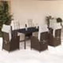 vidaXL Ensemble à manger de jardin et coussins 7 pcs marron rotin