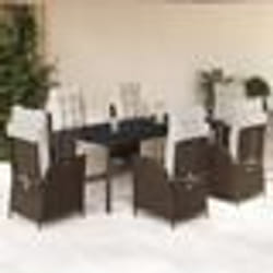 vidaXL Ensemble à manger de jardin et coussins 7 pcs marron rotin