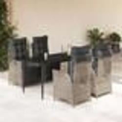 vidaXL Ensemble à manger de jardin 5 pcs coussins gris résine tressée