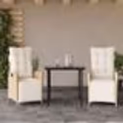 vidaXL Ensemble à manger de jardin et coussins 3 pcs Beige poly rotin