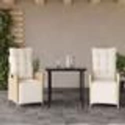 vidaXL Ensemble à manger de jardin et coussins 3 pcs Beige poly rotin