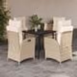 vidaXL Ensemble à manger de jardin avec coussins 5pcs Beige poly rotin