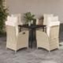 vidaXL Ensemble à manger de jardin avec coussins 5pcs Beige poly rotin
