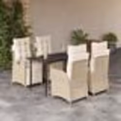 vidaXL Ensemble à manger de jardin avec coussins 5pcs Beige poly rotin