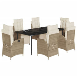 Ensemble à manger de jardin et coussins 7 pcs beige poly rotin vidaXL