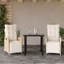 vidaXL Ensemble à manger de jardin et coussins 3 pcs Beige poly rotin