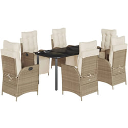 Vidaxl - Ensemble à manger de jardin et coussins 7 pcs beige poly rotin