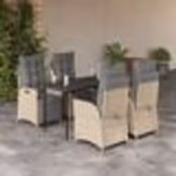 vidaXL Ensemble à manger de jardin coussins 5 pcs mélange beige rotin