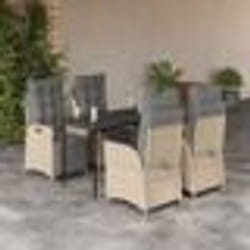 vidaXL Ensemble à manger de jardin coussins 5 pcs mélange beige rotin