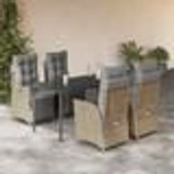 vidaXL Ensemble à manger de jardin coussins 5 pcs mélange beige rotin