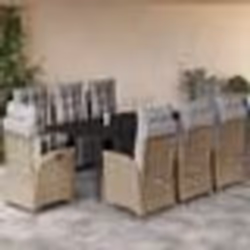 vidaXL Ensemble à manger de jardin et coussins 9 pcs mélange beige