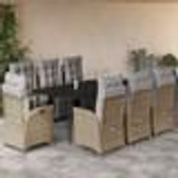 vidaXL Ensemble à manger de jardin et coussins 9 pcs mélange beige