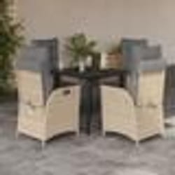 vidaXL Ensemble à manger de jardin coussins 5 pcs mélange beige rotin