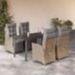 vidaXL Ensemble à manger de jardin coussins 5 pcs mélange beige rotin