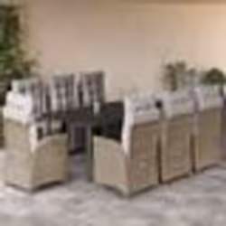 vidaXL Ensemble à manger de jardin et coussins 9 pcs mélange beige