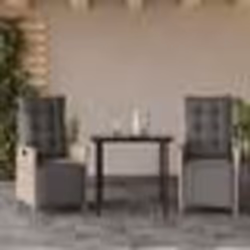 vidaXL Ensemble à manger de jardin 3pcs coussins gris clair poly rotin