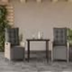vidaXL Ensemble à manger de jardin 3pcs coussins gris clair poly rotin