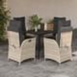 vidaXL Ensemble à manger de jardin et coussins 5 pcs gris clair rotin