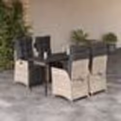vidaXL Ensemble à manger de jardin et coussins 5 pcs gris clair rotin
