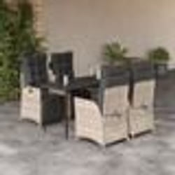 vidaXL Ensemble à manger de jardin et coussins 5 pcs gris clair rotin