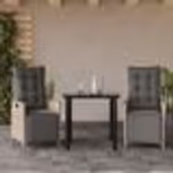 vidaXL Ensemble à manger de jardin 3pcs coussins gris clair poly rotin