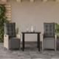 vidaXL Ensemble à manger de jardin 3pcs coussins gris clair poly rotin