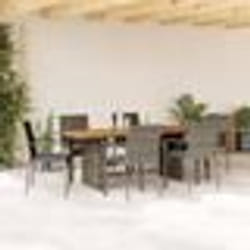 vidaXL Ensemble à manger de jardin et coussins 7 pcs gris rotin