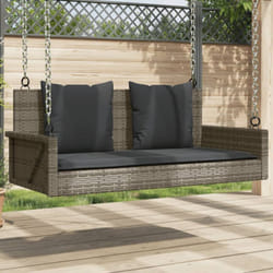 Balancelle avec coussins gris 119x56x48 cm résine tressée Vidaxl