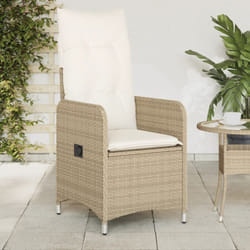 Vidaxl - Chaise inclinable de jardin avec coussins beige résine tressée