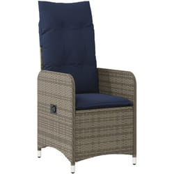 Chaise de jardin inclinable avec coussins en résine tressée grise vidaXL