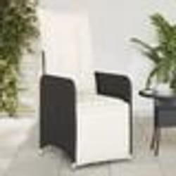 vidaXL Chaise inclinable de jardin avec coussins noir résine tressée