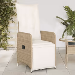 vidaXL Chaise inclinable de jardin avec coussins beige résine tressée
