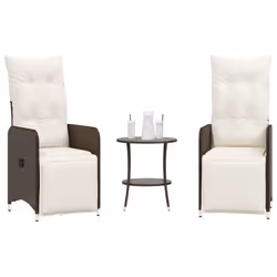 vidaXL Chaises de jardin inclinables lot de 2 et table résine tressée
