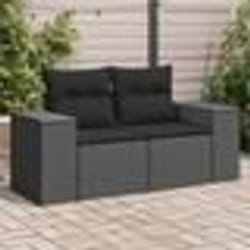 vidaXL Canapé de jardin avec coussins 2 places noir résine tressée